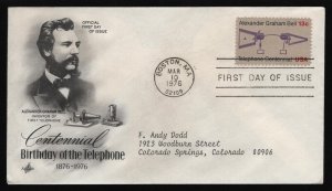 #1683 13c Telephone Centennial, Art Craft-PCS FDC **ANY 5=FREE SHIPPING**