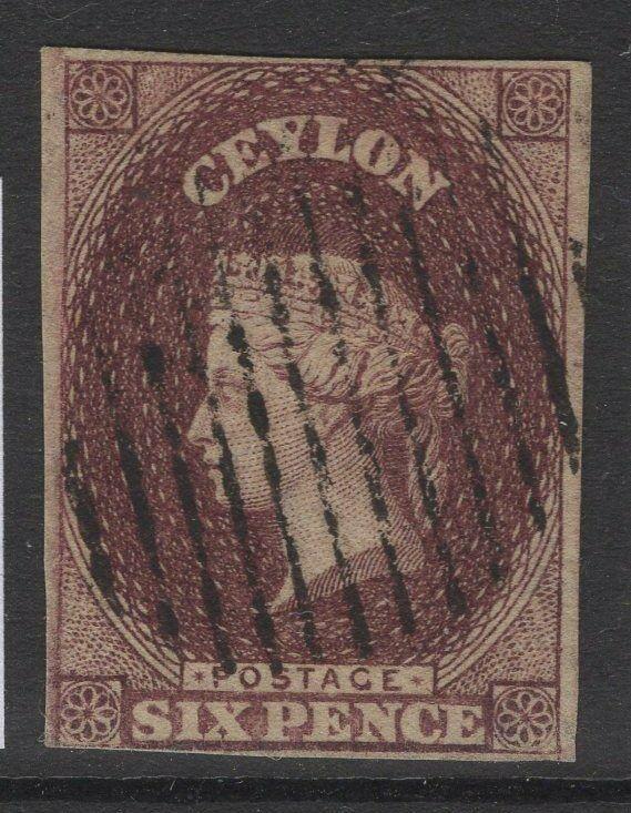 CEYLON SG6a 1859 6d BROWN USED