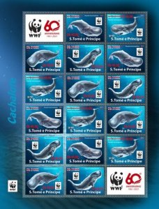 St Thomas - 2021 WWF 60 Years Whales - 16 Stamp Sheet - ST210236c1