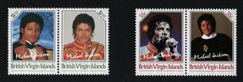 BRITISH VIRGIN ISLANDS 1986  Unissued Michael Jackson 2 se-tenant pairs(4v)