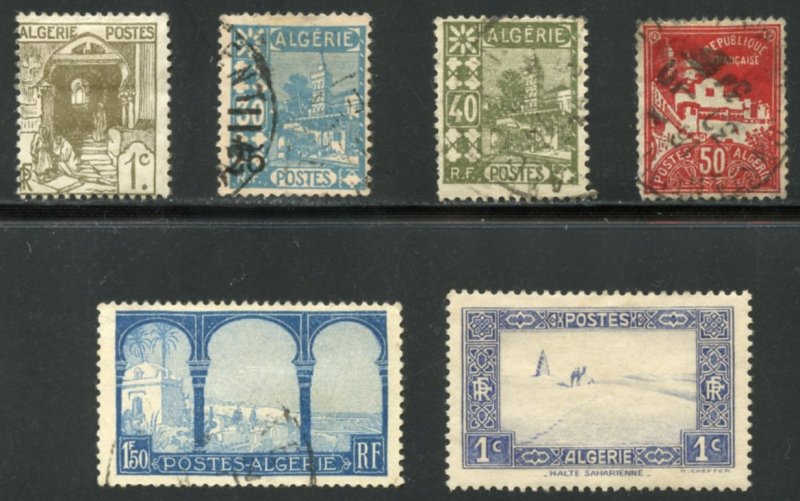 Algeria Scott 33,44,47,50,62,79 - Grouping of 6 Stamps - All Used - SCV $2.40