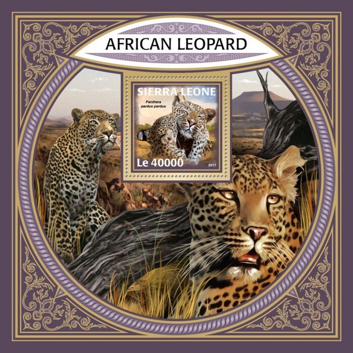 SIERRA LEONE - 2017 - African Leopard - Perf Souv Sheet - Mint Never Hinged