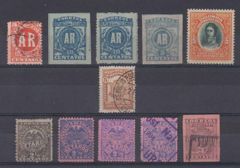 COLOMBIA 1886-1917 AR & LATE FEE Sc H2-H3, H3a, H12, H17, H19 & I1-I4 (11x) €65+ 