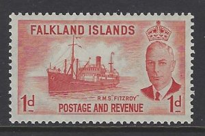 Falkland Islands, Scott #108; 1p King George VI, MLH