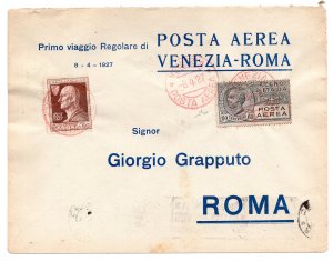 1927 Venice/Rome 8.4.27 - Airogram with first postal flight