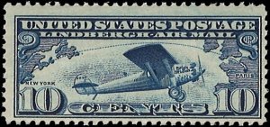 U.S. Scott # C10  1927 10c ind  Lindberghs Monoplane  mint-nh- f