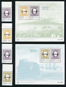 Portugal Azores and Madeira 1980 Souvenir Sheets and Stamps MNH