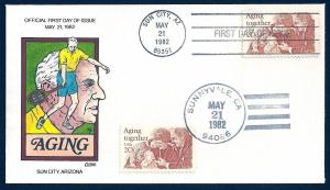 UNITED STATES FDC 20¢ Aging  DUAL 1982 Collins H-P M501