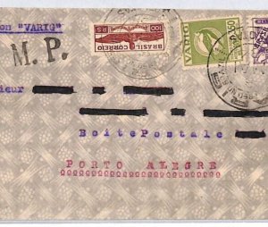 BRAZIL Air Mail 1934 Cover VARIG 350r & CACHET Porto Alegre FRENCH CONSULATE YV3