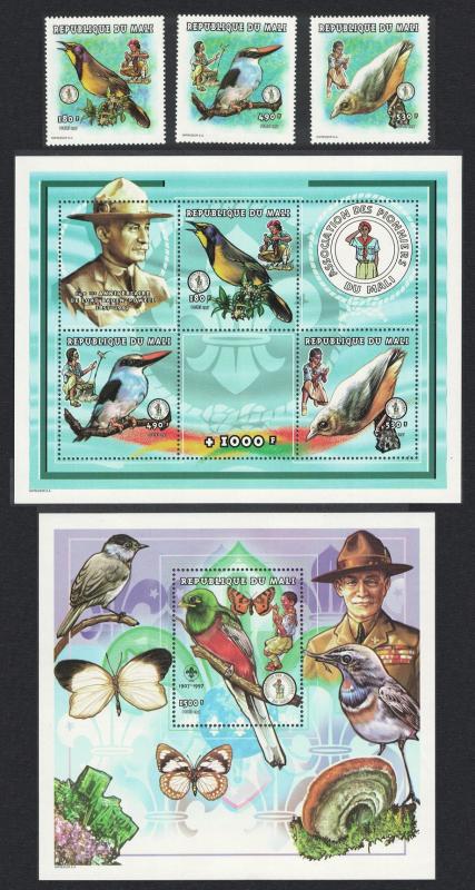 Mali Birds Scouts Butterflies 3v+ Sheetlet of 3v + MS SC#939-943