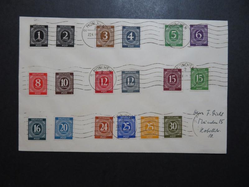 Germany 1948 Cover w/ 18 Different Numeral Issues - Z10260