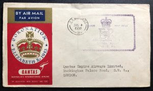 1953 Colombo Ceylon Qantas Cover FDC Coronation Flight Queen Elizabeth II D