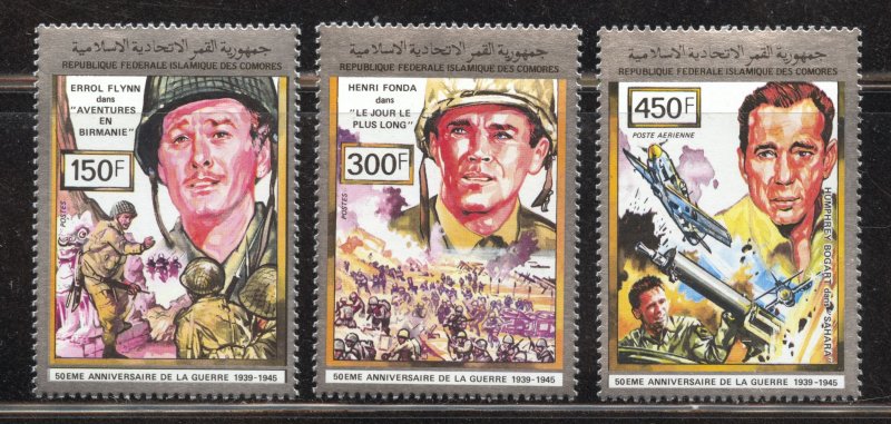 Comoro Islands Scott 760-62 Unused HOG - 1991 Famous Actors - SCV $10.00
