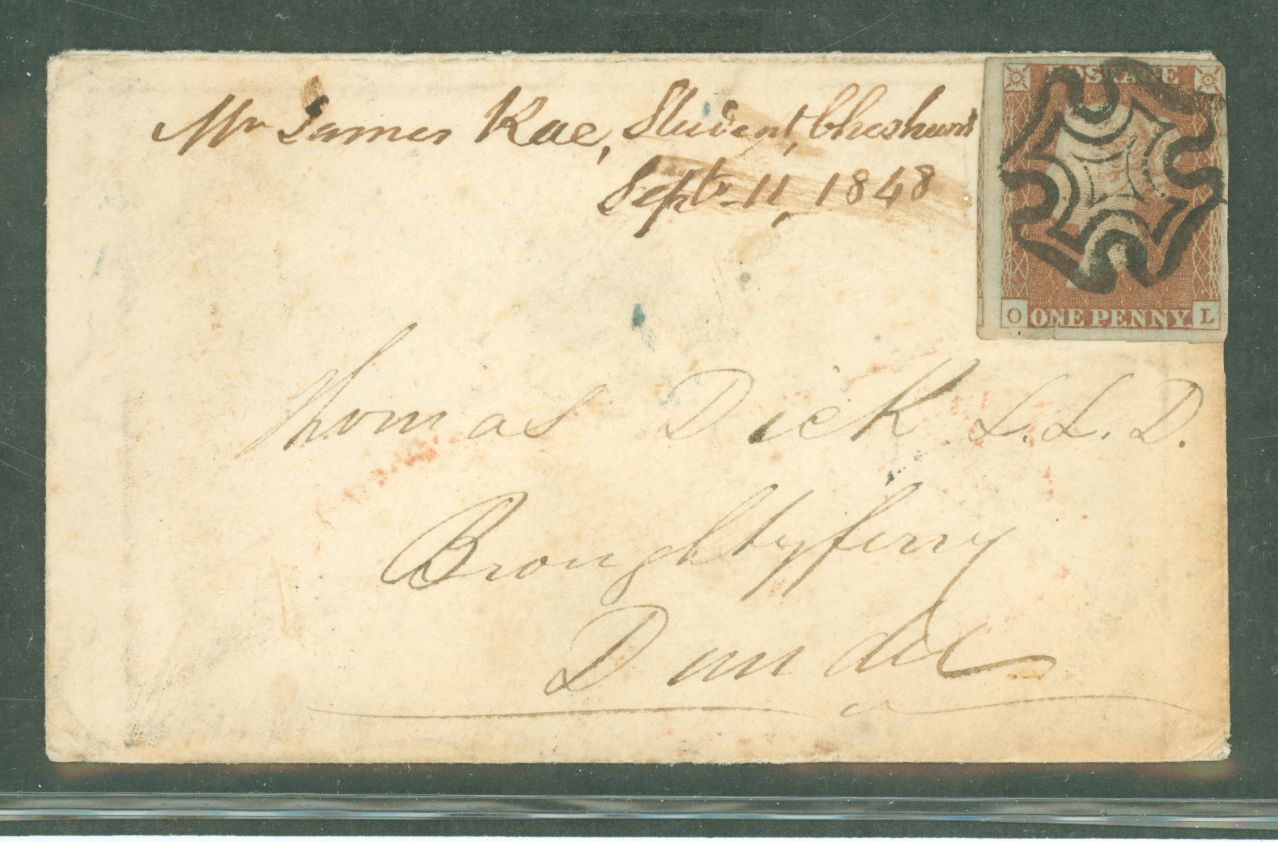 Great Britain #3 imperforate Docketed Sept 11, 1848 Docketed on back 12 ...