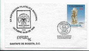 COLOMBIA 1996, EXFILBO 96 NATIONAL EXHIBITION ARCHAEOLOGY, STATUE FDC