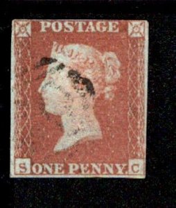 Great Britain #3 Penny Red Imperf Used Lettered SC USD16.00