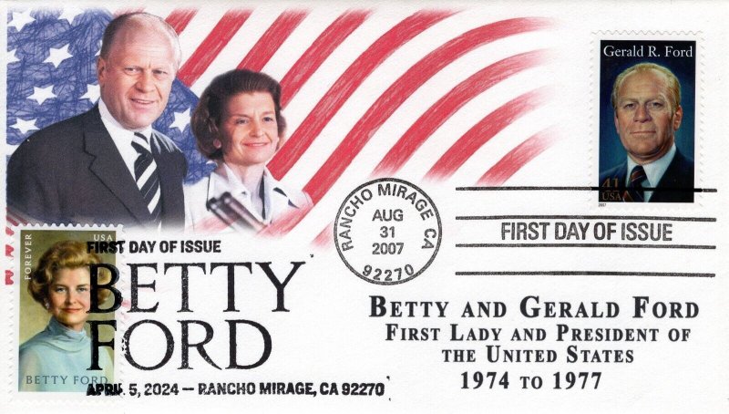 24-107, 2024, Betty Ford, First Day Cover, Pictorial Postmark, Combo SC 4199 (Ra