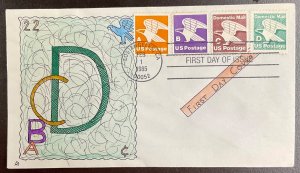 2111  L Geerlings Original art Hand drawn/painted “D” *& Eagle FDC 1985