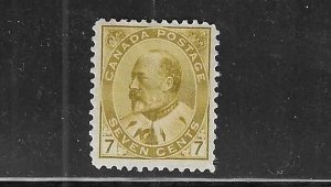 CANADA SCOTT #92 1903-08 EDWARD VII 7C (BLUE) - MINT HINGED (FAULTS)