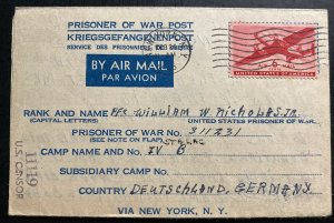 1943 New York USA To Germany Stalag 4B Prisoner of War POW Letter Cover Nichlas