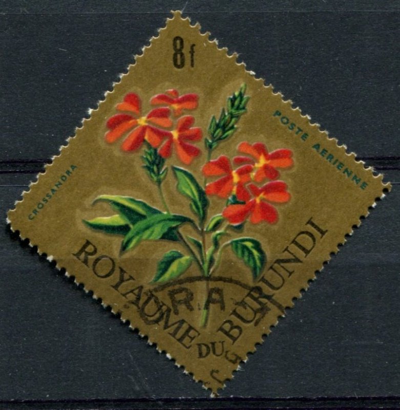 Burundi Sc#C18 Used, 8fr multi, Flowers (1966)