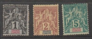 Grand Comoro Island SC 1, 2, 4 Mint Hinged