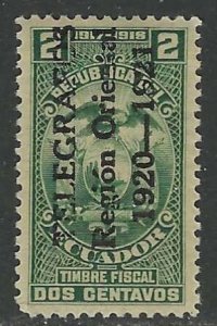 ECUADOR TELEGRAPH STAMPS 1920 2c Region Oriental UPWARD Hiscocks No.55 MNH