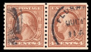 MOMEN: US STAMPS #495 COIL PAIR USED PSE CERT LOT #96778