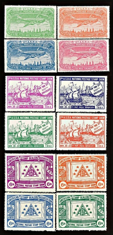  ASDA National Postage Stamp Show New York 1950, 1953, 1954 Poster Stamp