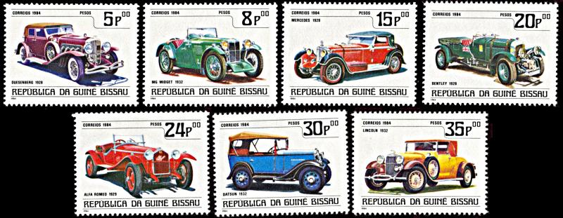 Guinea-Bissau 545-551, MNH, Classic Automobiles