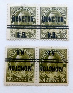 Canada #119 20c Pair Mongton NB Precancels, One  inverted