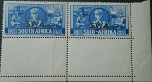 South West Africa 1941 Three Pence pair SG 117 u/mint