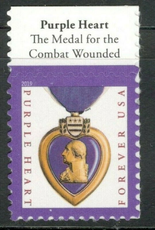 5419 Purple Heart Medal 2019 US Single With Header Mint/nh (Free Shipping)