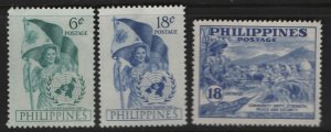 PHILIPPINES 556, 570-571 MINT HINGED 1951 ISSUES