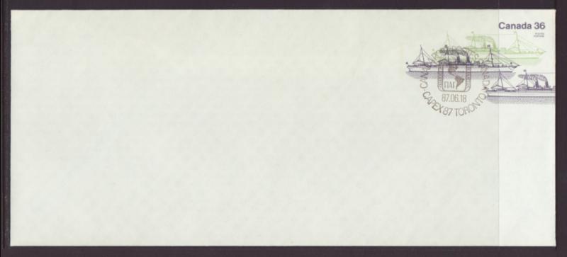 Canada Ships Postal Envelope U/A FDC # 10