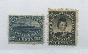 New Brunswick 1860 12 cents and 17 cents mint no gum