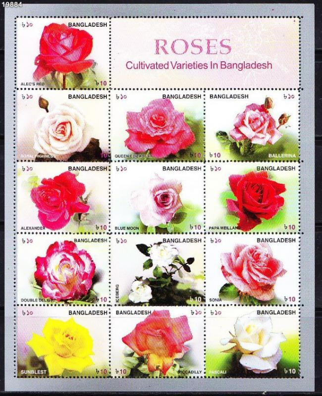 O)BANGLADESH 2010 - ROSES M/SHEET ,MNH.-