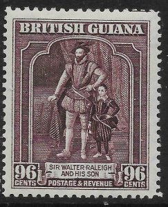 BRITISH GUIANA SG316a 1944 96c PURPLE p12.5 x 13.5 MTD MINT
