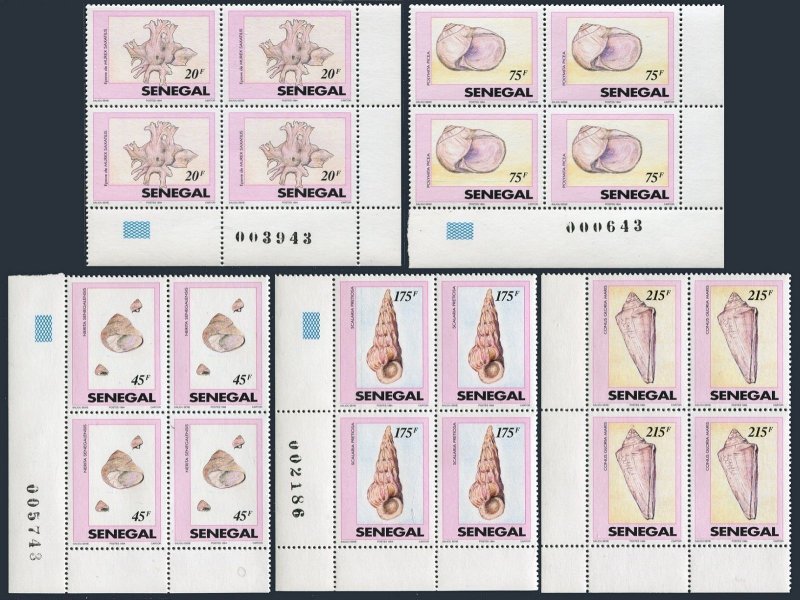 Senegal 1084-1088 blocks/4,MNH.Michel 1332-1336. Shells 1994.