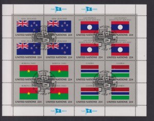 United Nations flags  #477-480  cancelled  1986  sheet  flags  22c New Zealand>