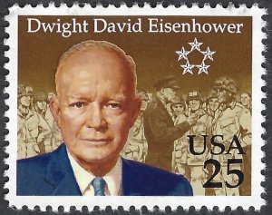 United States #2513 25¢ Dwight David Eisenhower (1990).  Used.