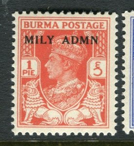 BURMA; 1945 early GVI MILY ADMIN issue fine Mint hinged 1p. value