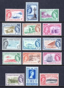 CAYMAN ISLANDS — SCOTT 135-149 — 1953-59 QEII PICTORIAL SET — MH — SCV $125