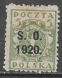 Eastern Silesia 41: 5f Polish Eagle overprint, MHR, F-VF