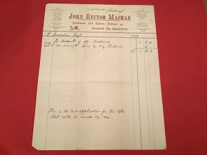 John Hector MacCrae 1897 Hairdresser Hair Restorer Scarborough  receipt R34624