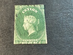 CEYLON # 4-USED----SINGLE----DEEP GREEN----1857-59