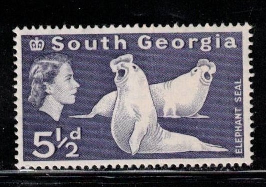 SOUTH GEORGIA Scott # 7 MH - QEII & Elephant Seal