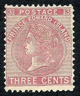 Prince Edward Island SG37 3c rose (toned) M/M