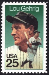 SC#2417 25¢ Lou Gehrig Single (1989) MNH