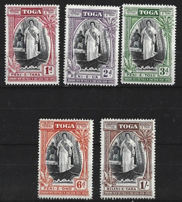 TONGA #82-86 Mint Complete set Queen Salote  2022 SCV = $1.40